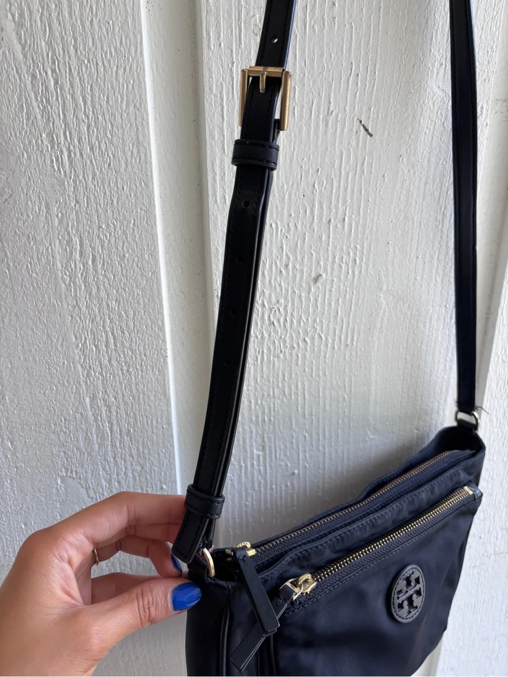Tory Burch Black Nylon Crossbody with Gold Hardware